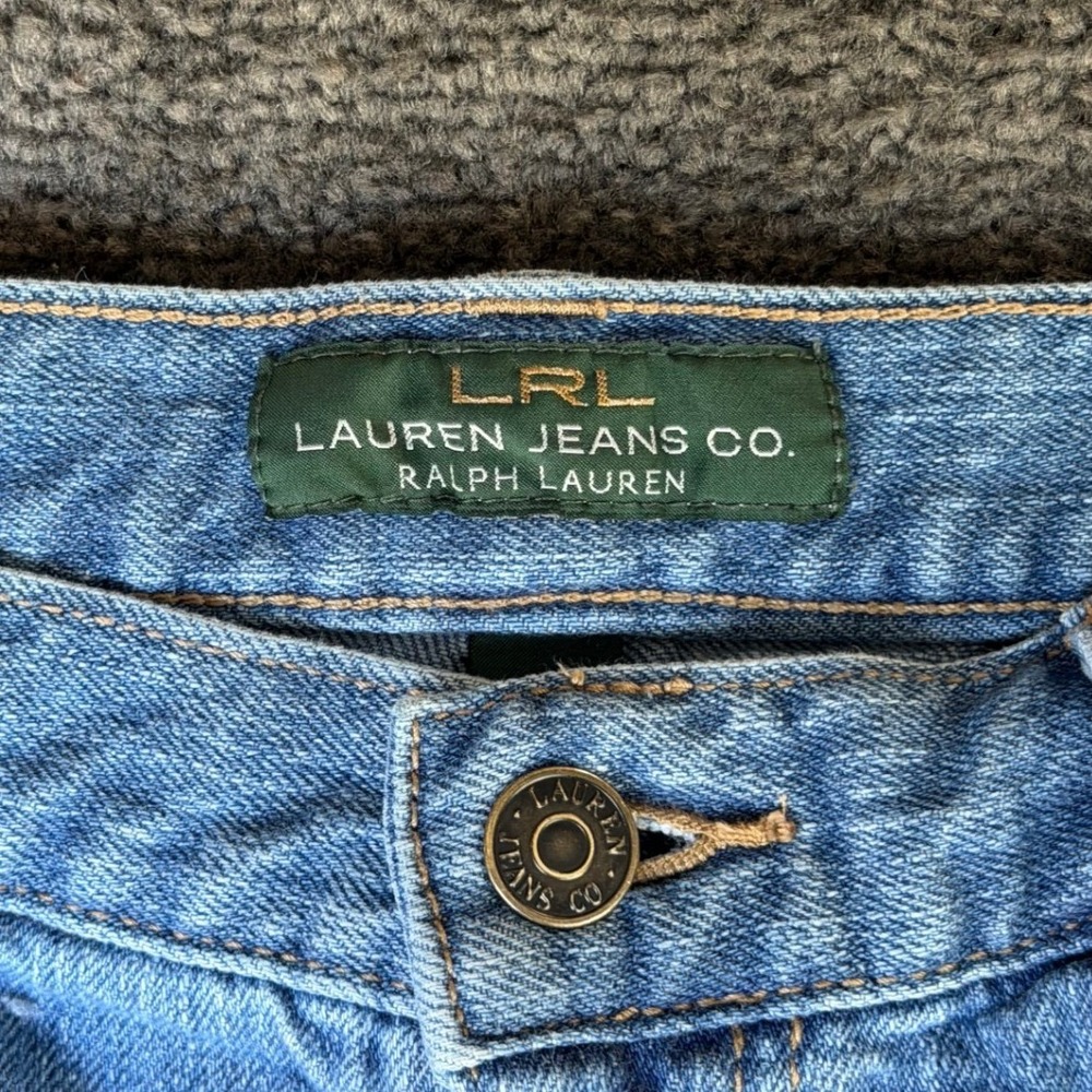 Lauren Ralph‎ Lauren Medium Wash Denim Cut Off Shorts Raw Hem Blue Size 8 VTG - Picture 2 of 9